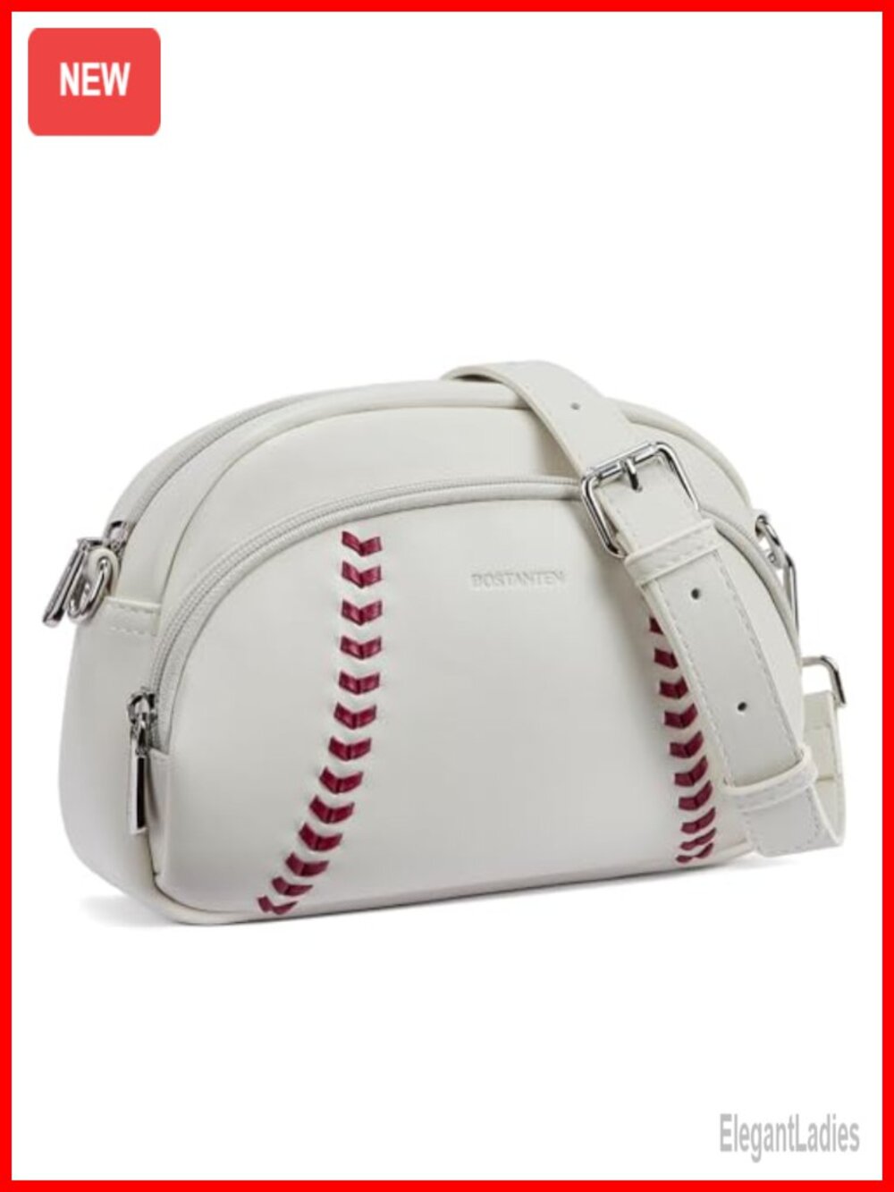 Vegan Leather Crossbody Purse Baseball Sporty Sling Bag